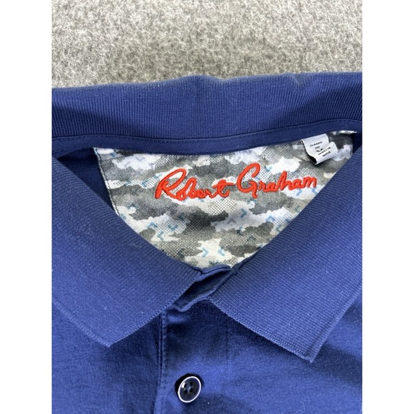 Robert Graham Polo Shirt Men Size‎ M Blue Classic Fit Cotton Embroidered Skull - Picture 2 of 7